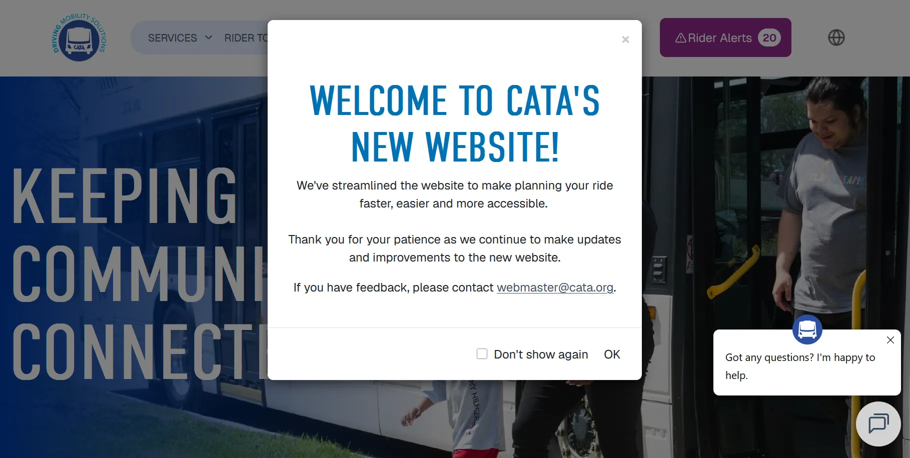 CATA redesigned website announcement