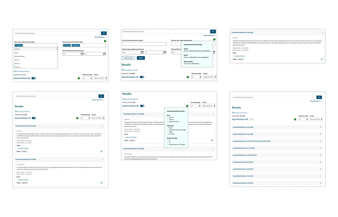 Medicaid.gov Advanced Search before-and-after overview