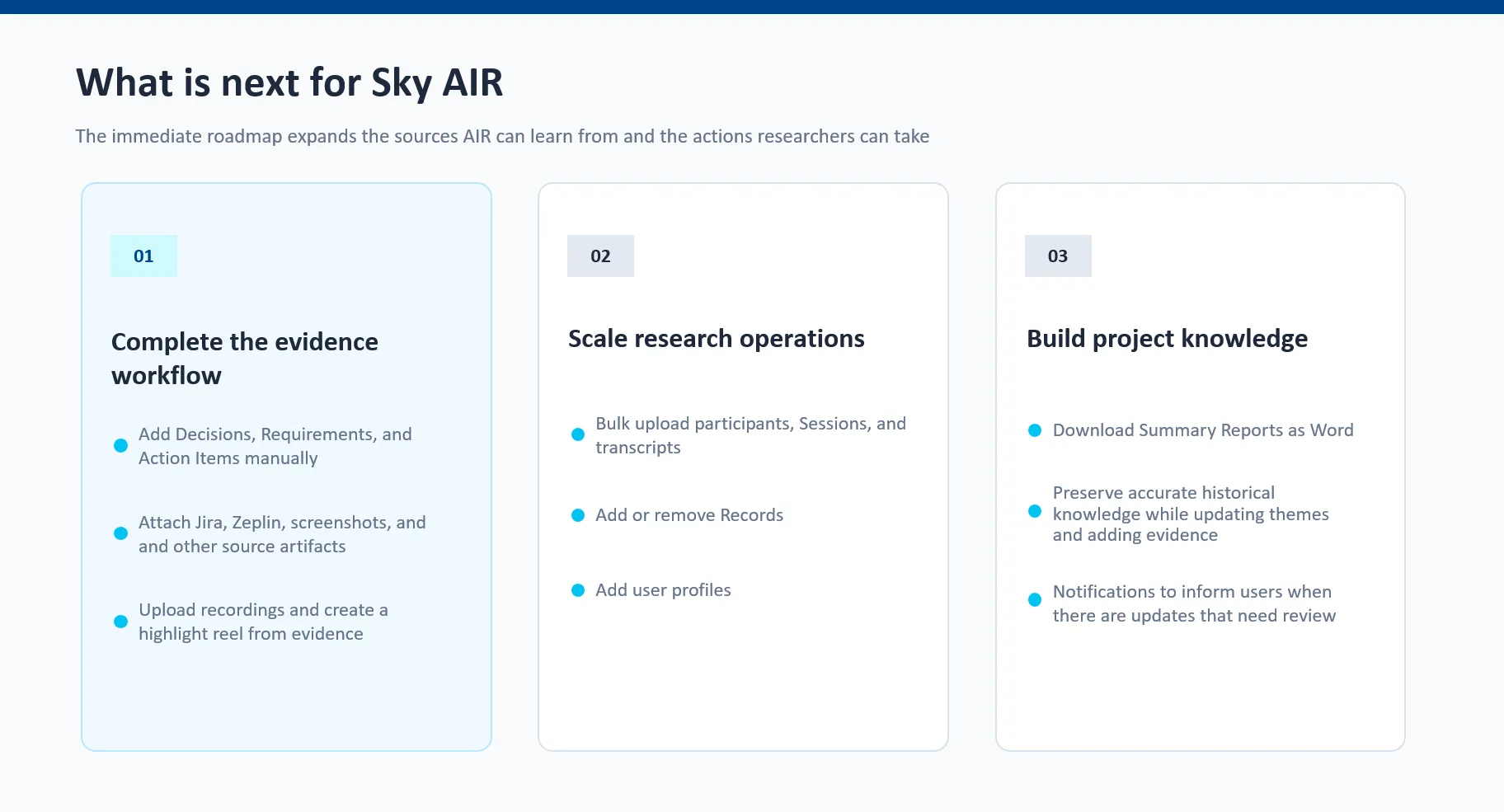 Sky AIR current product status and next steps