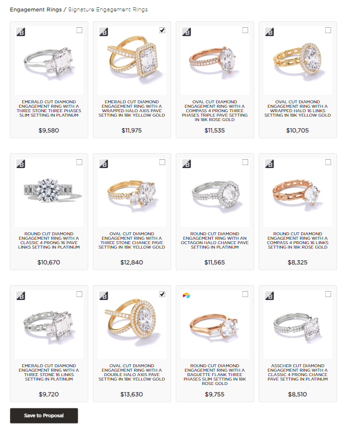 Search filtered by engagement rings